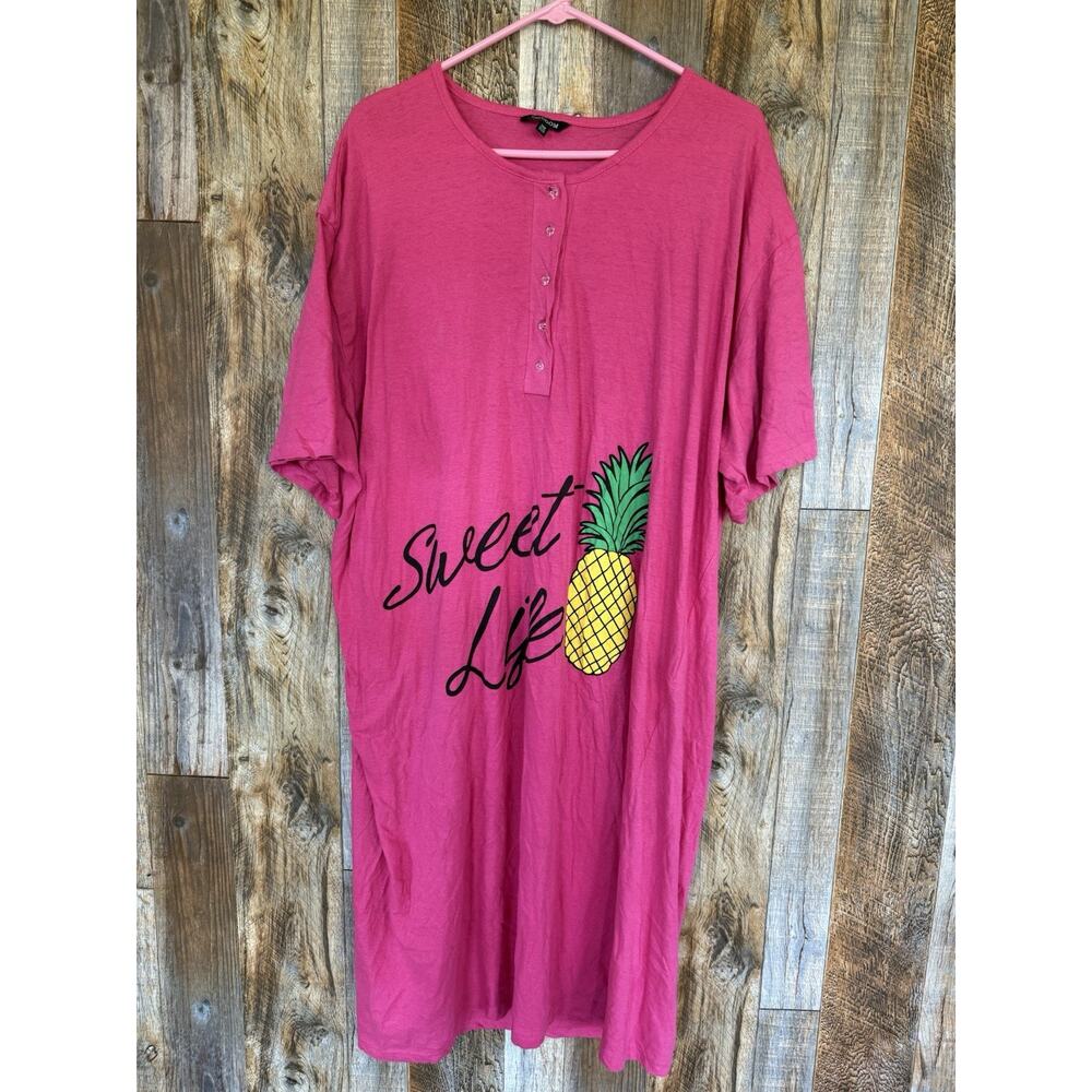COCOOM Pink Pineapple Sleep Dress Gown One Size XL Size Oversized Casual Lounge